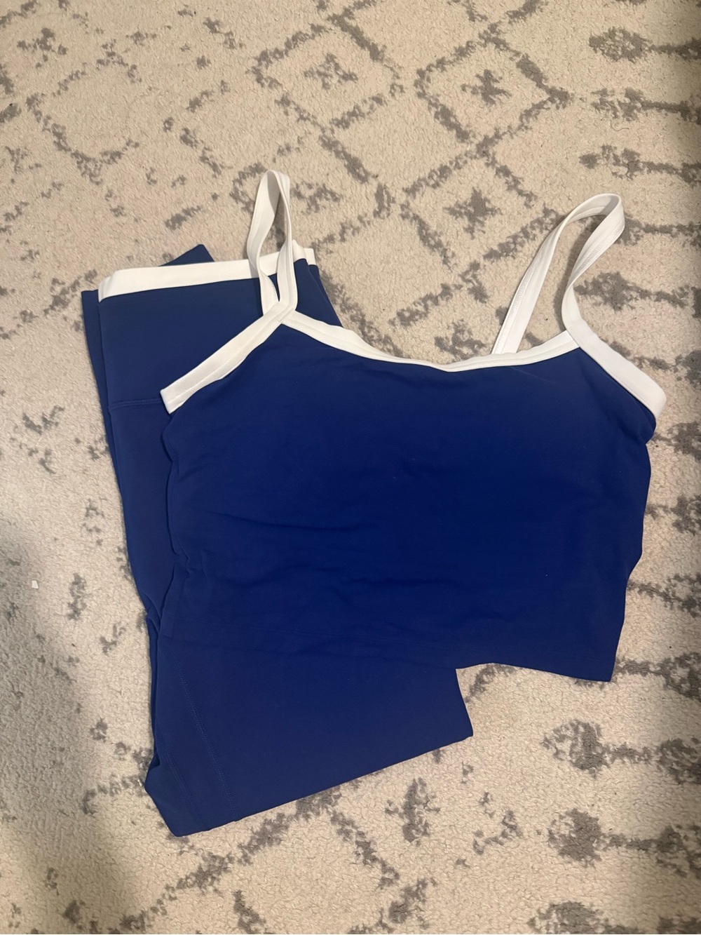 Women’s Abercrombie YPB Dark Blue Cami Tank & Legging Set with White Trim